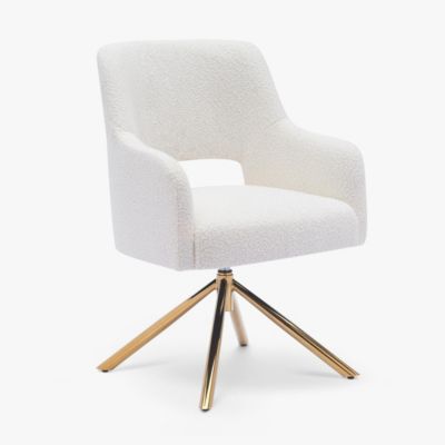 Mid-Century Modern Large Boucle Swivel Accent Arm Chair