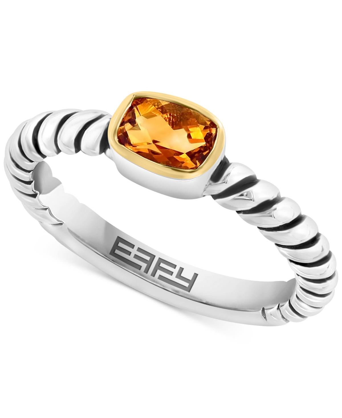 Effy Collection Effy Citrine (5/8 Ct. T.w.) Solitaire Ring In Sterling Silver & 18k Gold-plate