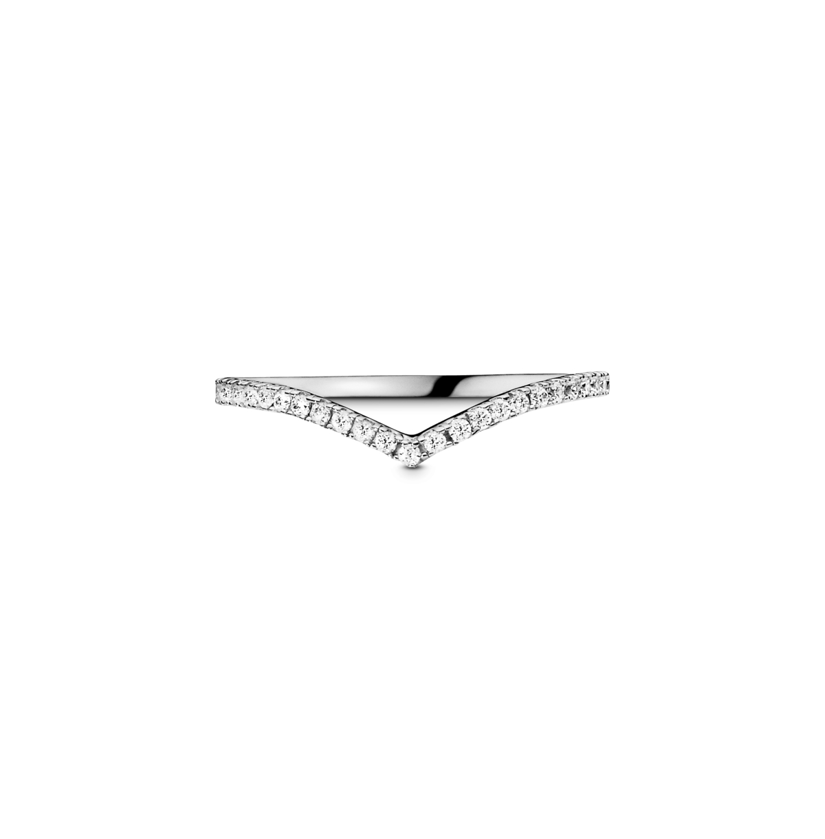 Pandora Cubic Zirconia Timeless Sparkling Wishbone Ring In Silver