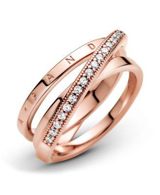 Cubic Zirconia Signature Crossover Pave Triple Band Ring