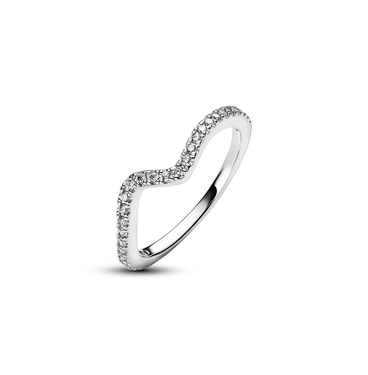 Pandora Cubic Zirconia Timeless Sparkling Wave Ring In Silver