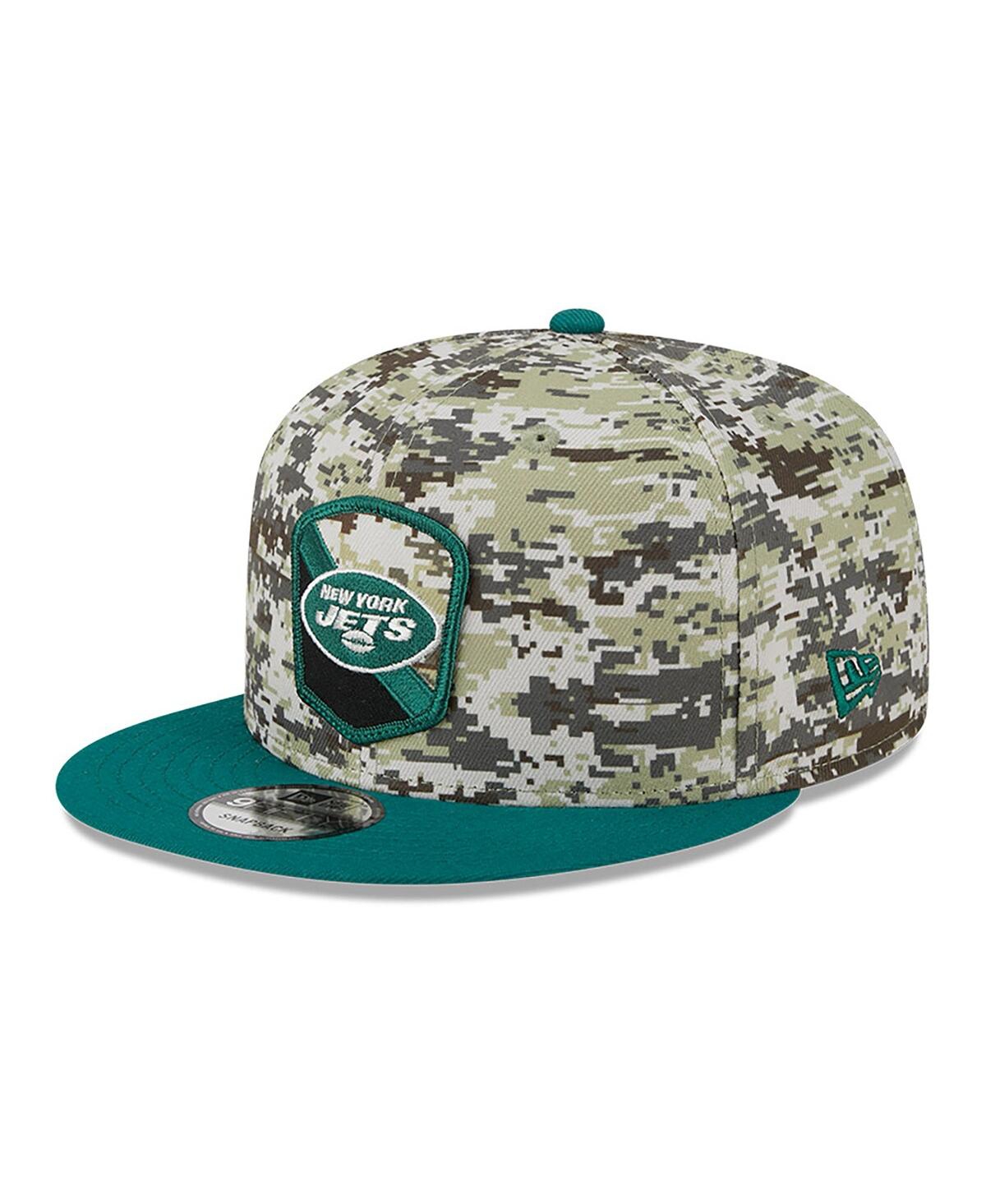 Shop New Era Men's  Camo, Green New York Jets 2023 Salute To Service 9fifty Snapback Hat In Camo,green