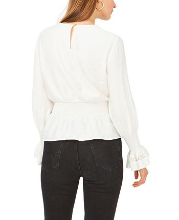 Lace inset smocked top hotsell