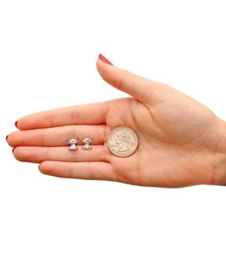 Womens Lilo & Stitch Silver Plated Stitch Stud Earrings