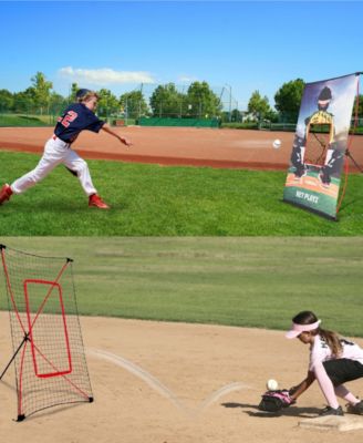 Baseball Combo, Junior Baseball, Softball Trainer Combo, Pitchback Rebounder Net and Pitching Target Panel with Carry Bag, 3' x 5'