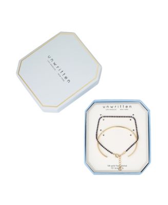 Blue Sapphire Cubic Zirconia Tennis and Cuff 2 Piece Bracelet Set