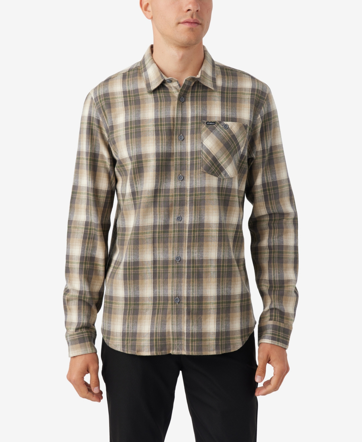 O'neill Men's Redmond Plaid Stretch Flannel Shirt In Khaki