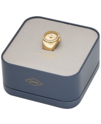 Women's Watch Ring Two-Hand Gold-Tone Stainless Steel 15mm