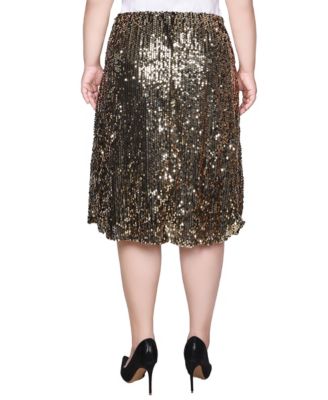 Plus Size Knee Length Sequined Skirt