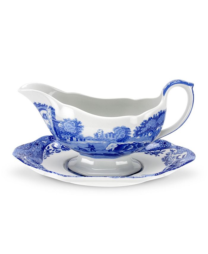 Spode "Blue Italian" Gravy Boat with Stand Macy's
