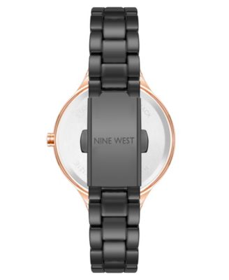 Women's Quartz Black Alloy Link Bracelet Watch, 34mm