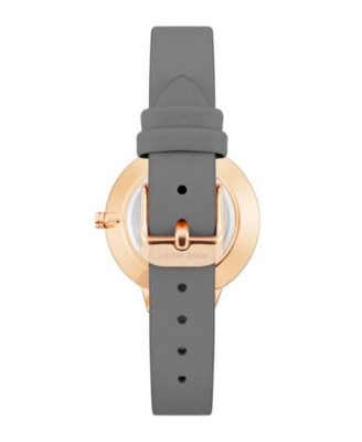 Women's Quartz Gray Faux Leather Band and Floral Pattern Watch, 38mm