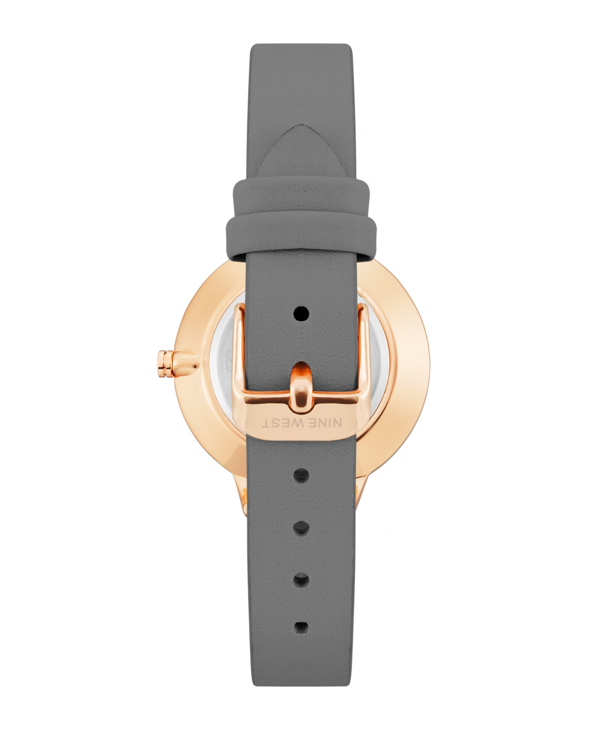 Nine West Women's Quartz Gray Faux Leather Band And Floral Pattern Watch, 38mm In Gray,rose Gold-tone