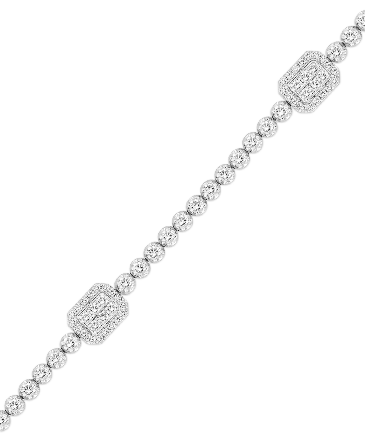 Macy's Diamond Halo Cluster Tennis Bracelet (2 Ct. T.w.) In 10k White Gold