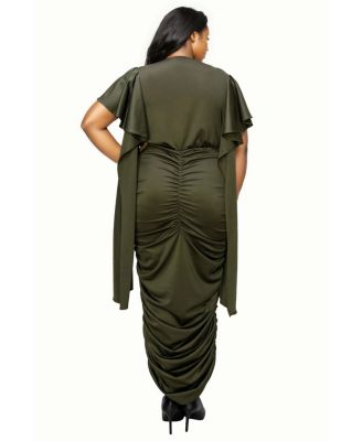 Plus Size Nadia Ruched V Neck Dress
