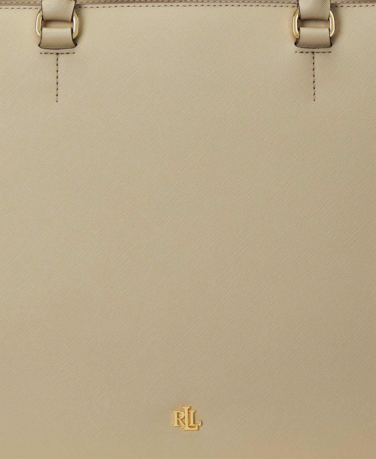 Ralph Lauren Crosshatch Leather Large Hanna Satchel In Birch Tan