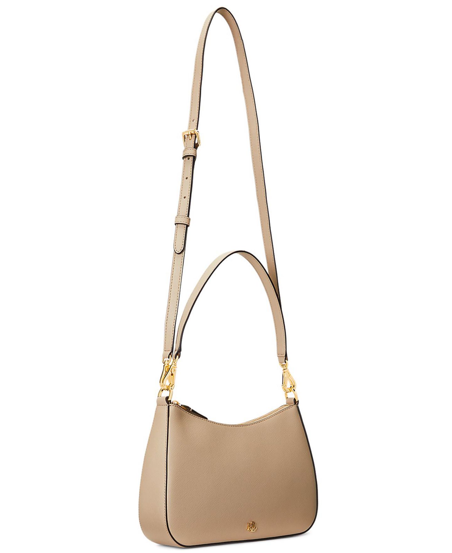 Женская сумка Lauren Ralph Lauren Danni Crosshatch Leather Small Shoulder, цвет: Берёзовый рыжевато-коричневый — фото 3