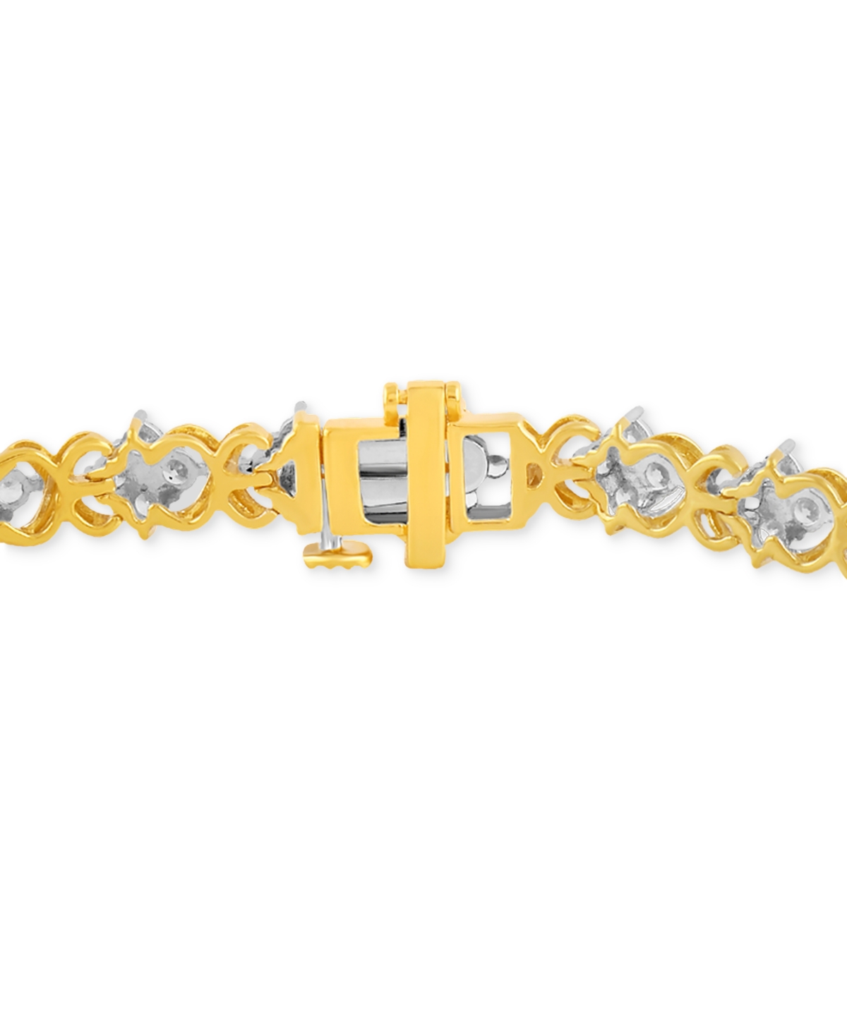 Macy's Diamond Cluster Link Bracelet (3 Ct. T.w.) In 10k Gold In Yellow Gold