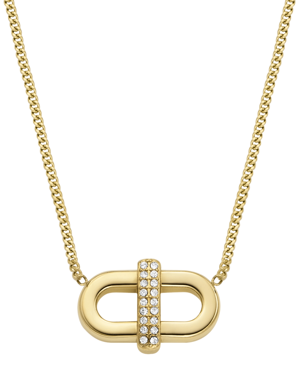Fossil Heritage D-link Glitz Gold-tone Stainless Steel Chain Necklace