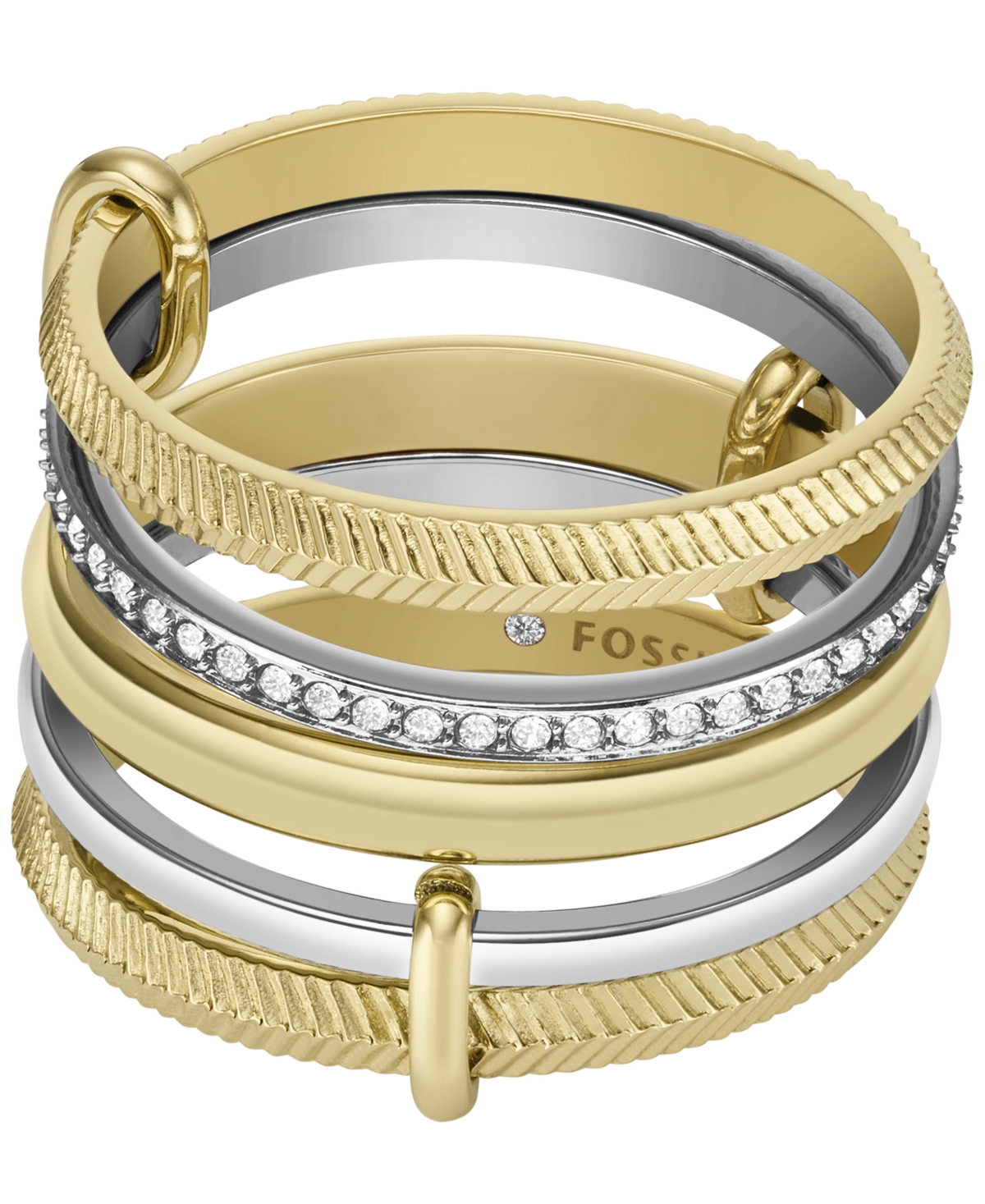 Shop Fossil All Stacked Up Two-tone Stainless Steel Prestack Ring