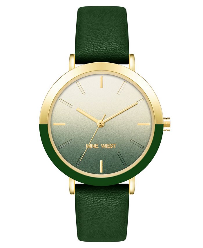 Nine West Women s Quartz Green Faux Leather Band Watch 36mm Macy s