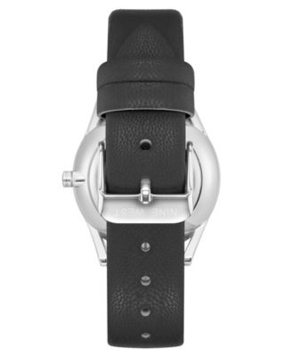 Women's Quartz Black Faux Leather Band Watch, 36mm