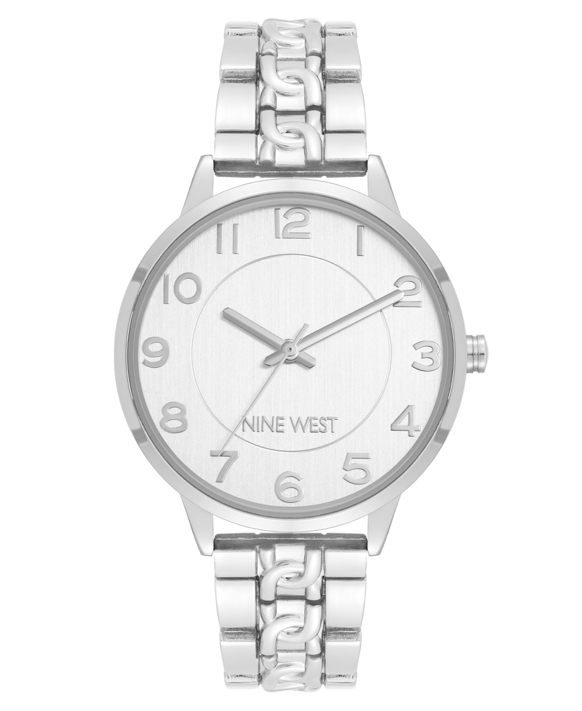 Nine West Women's Quartz Silver-tone Alloy Link With Chain Design Bracelet Watch, 36.5mm