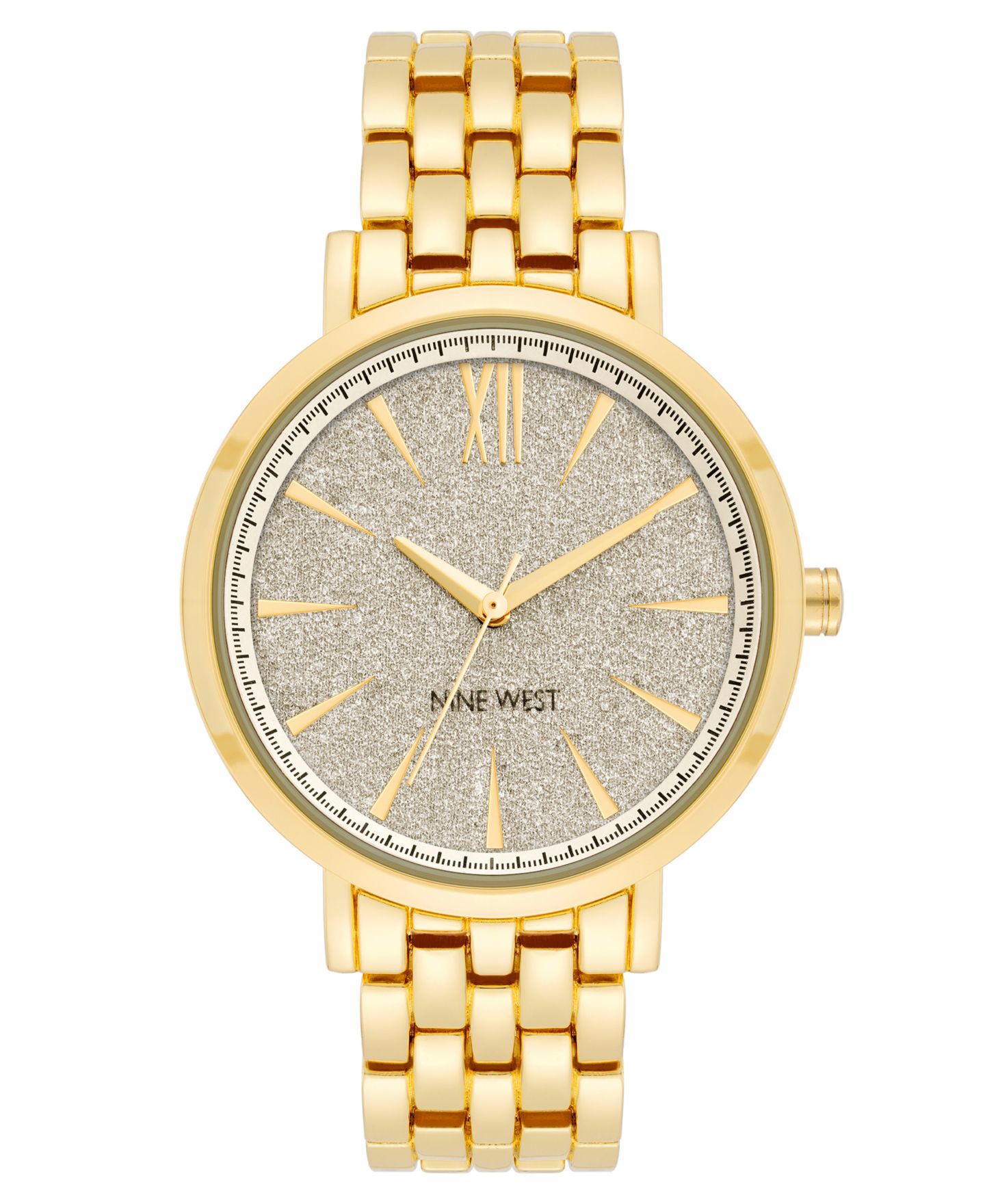Женские часы Nine West Quartz Gold-Tone Alloy Link Bracelet Watch, 36.5mm — фото 1