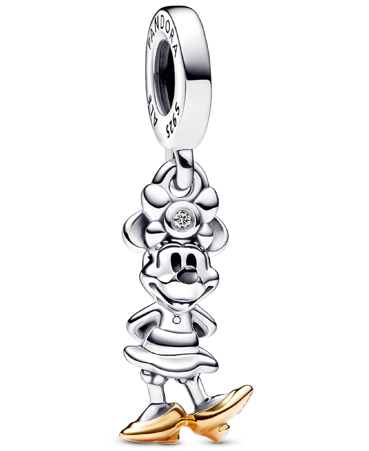 Lab-Grown Diamond Disney 100th Anniversary Minnie Mouse Dangle Charm - Silver