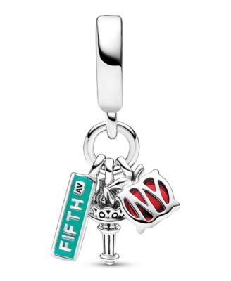 Sterling Silver NYC Apple, Torch and Street Sign Triple Dangle Charm