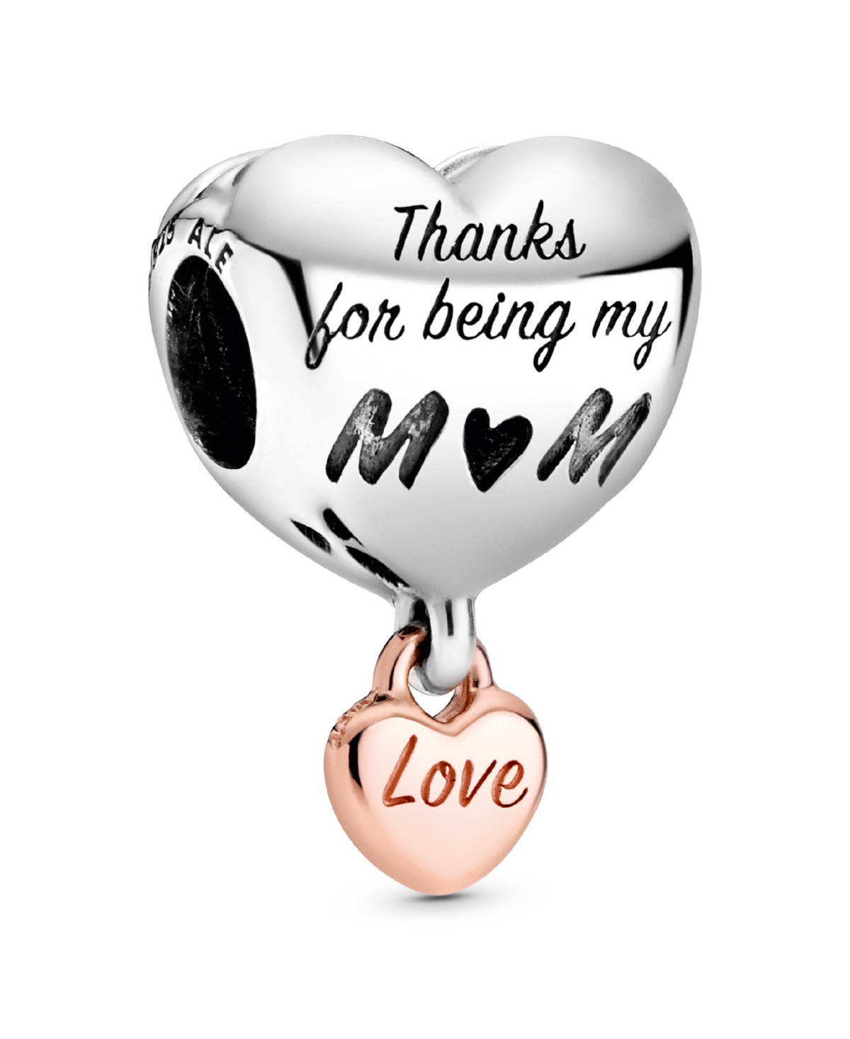 Pandora Sterling Silver Love You Daughter Heart Charm In Silver,rose-gold - Thanks Mom