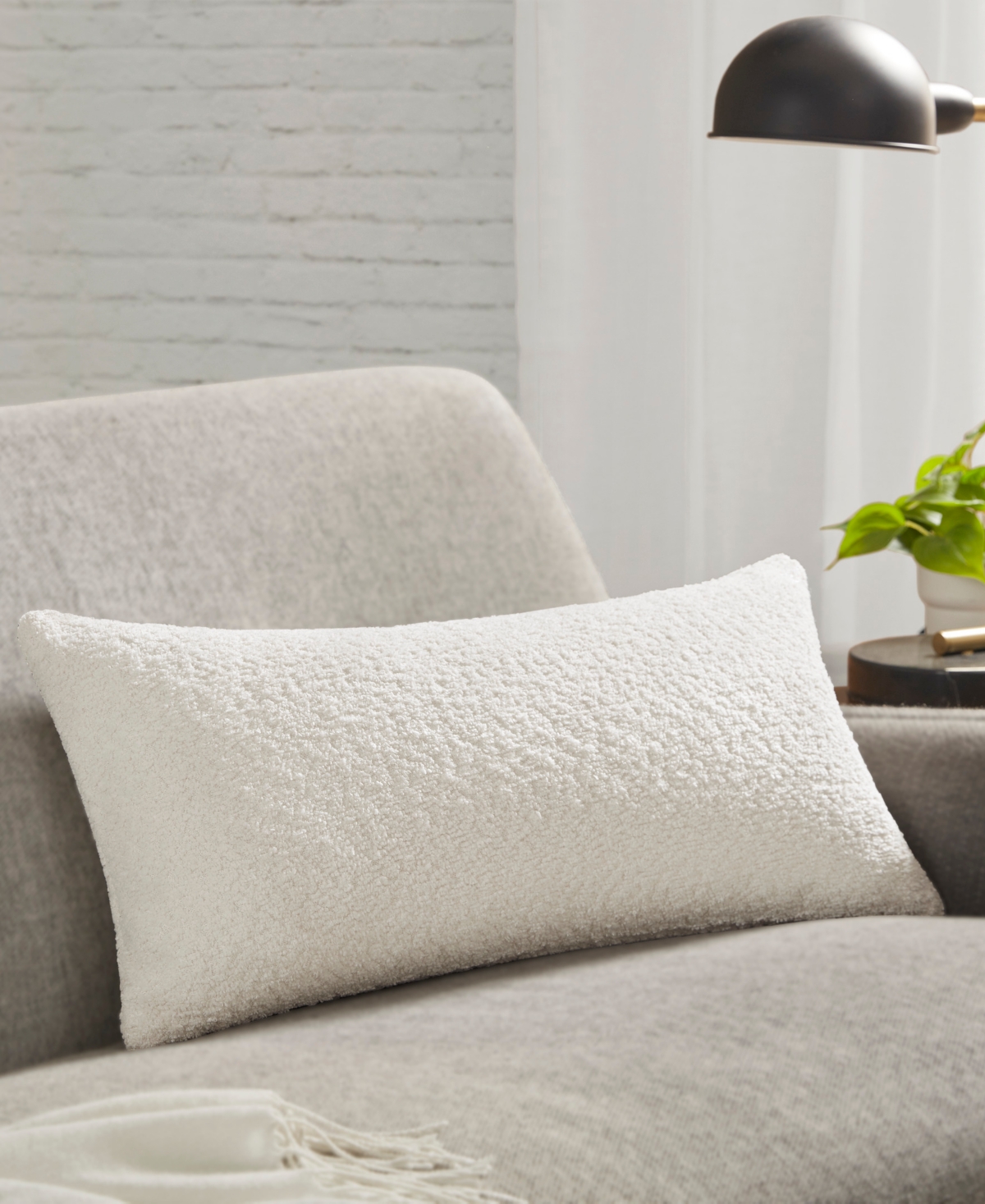 Shop Croscill Sedona Boucle Oblong Decorative Pillow, 12" X 24" In White