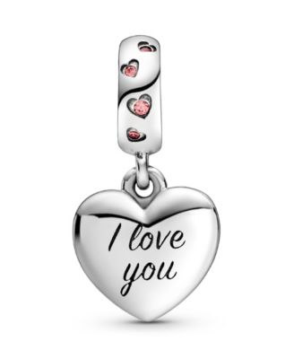 Cubic Zirconia Mom Script Heart Dangle Charm