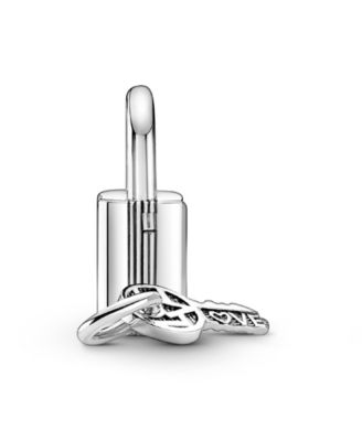 Cubic Zirconia Padlock and Key Dangle Charm