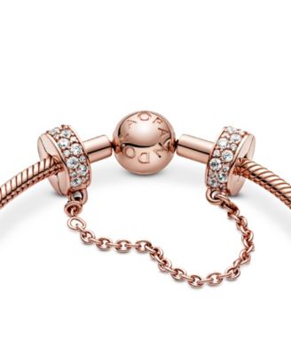 Clear Pavé Safety Chain Clip Charm Pandora Sterling Silver Clear Pave Safety Chain Clip Charm
