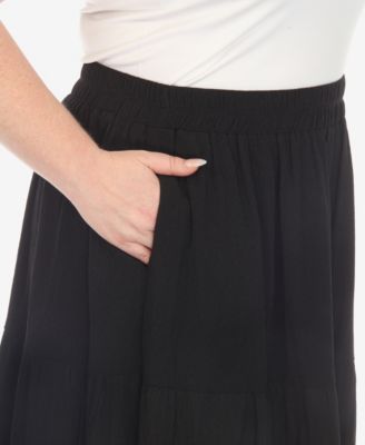 Plus Size Pleated Tiered Maxi Skirt