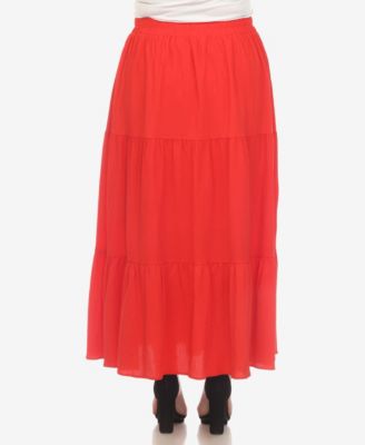 Plus Size Pleated Tiered Maxi Skirt