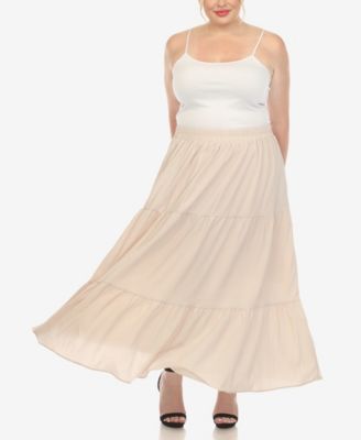 Plus Size Pleated Tiered Maxi Skirt