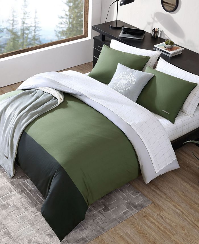 Eddie Bauer Skyline Stripe Reversible 2 Piece Duvet Cover Set, Twin