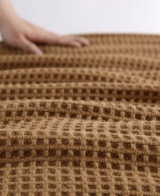 Solid Waffle Cotton Reversible Blanket, Full/Queen