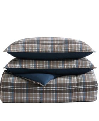 Eddie Bauer Rugged Plaid Micro Suede Reversible Duvet Cover Sets In Beige Brown