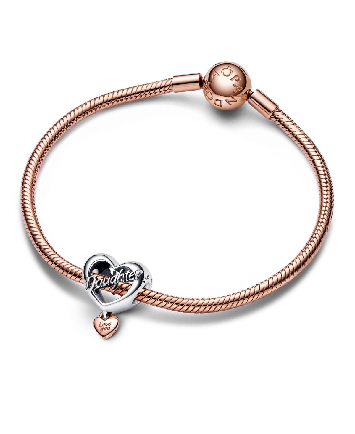 Pandora Sterling Silver Love You Best Friend Heart Charm In Silver,rose-gold - Daughter