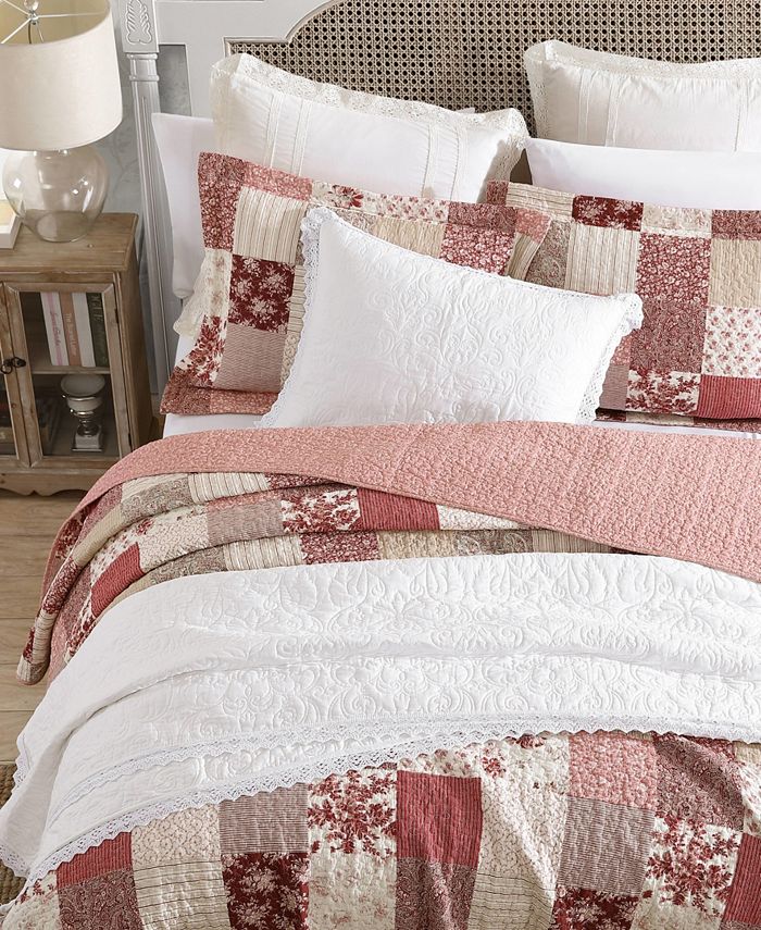 Laura Ashley Celina Patchwork Cotton Reversible 2Piece Quilt Set, Twin Macy's