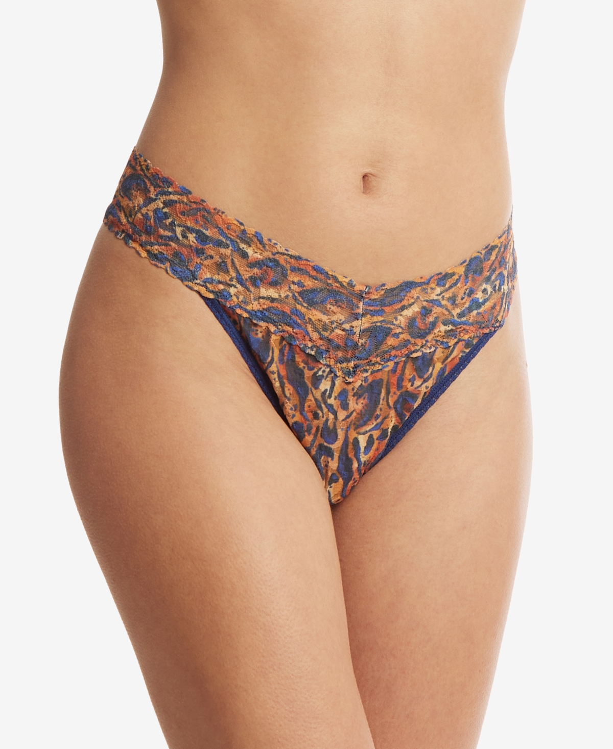 Hanky Panky Printed Signature Lace Original Rise Thong, Pr4811 In Wild About Blue Animal Print