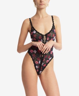 Hanky Panky Women's Signature Lace Printed Open Gusset Teddy - Macy's
