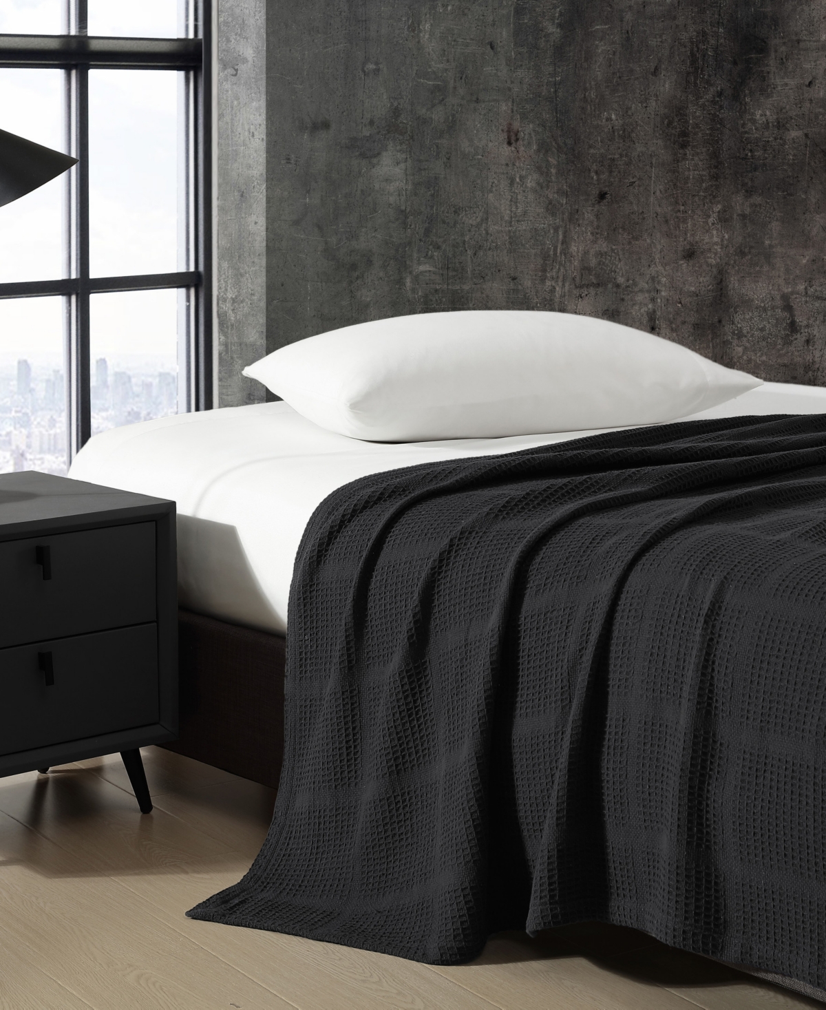 Kenneth Cole New York Essentials Waffle Grid Cotton Dobby Blanket