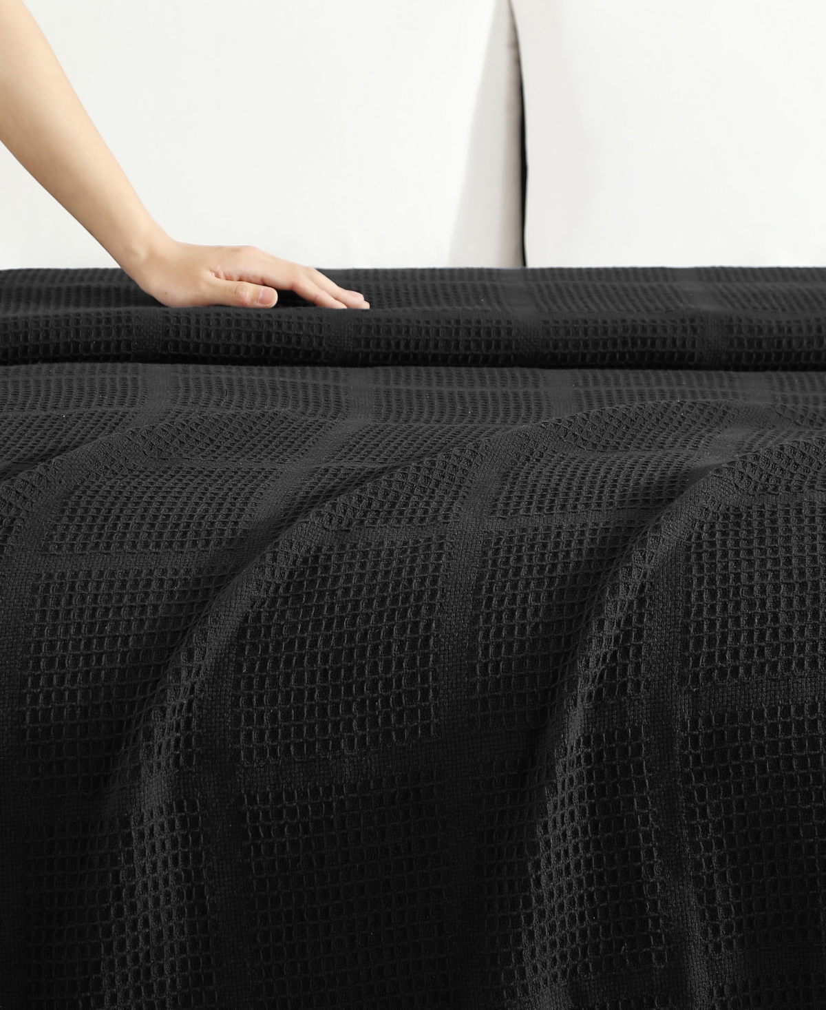 Kenneth Cole New York Essentials Waffle Grid Cotton Dobby Blanket, Full/queen In Sage Green