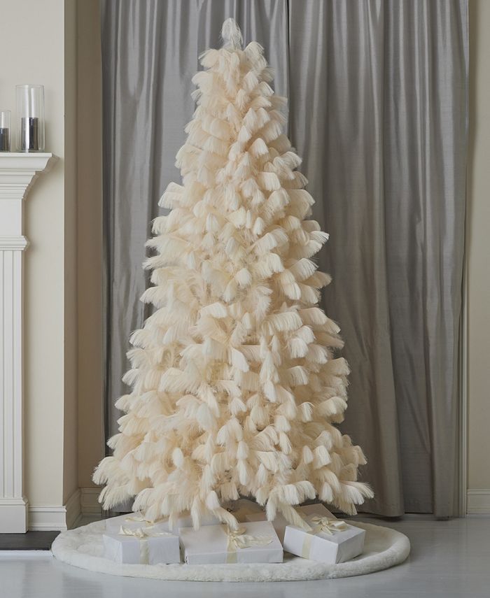 Seasonal Pampas Tree 7.5', White, 710 Tips, Metal Base With Flame