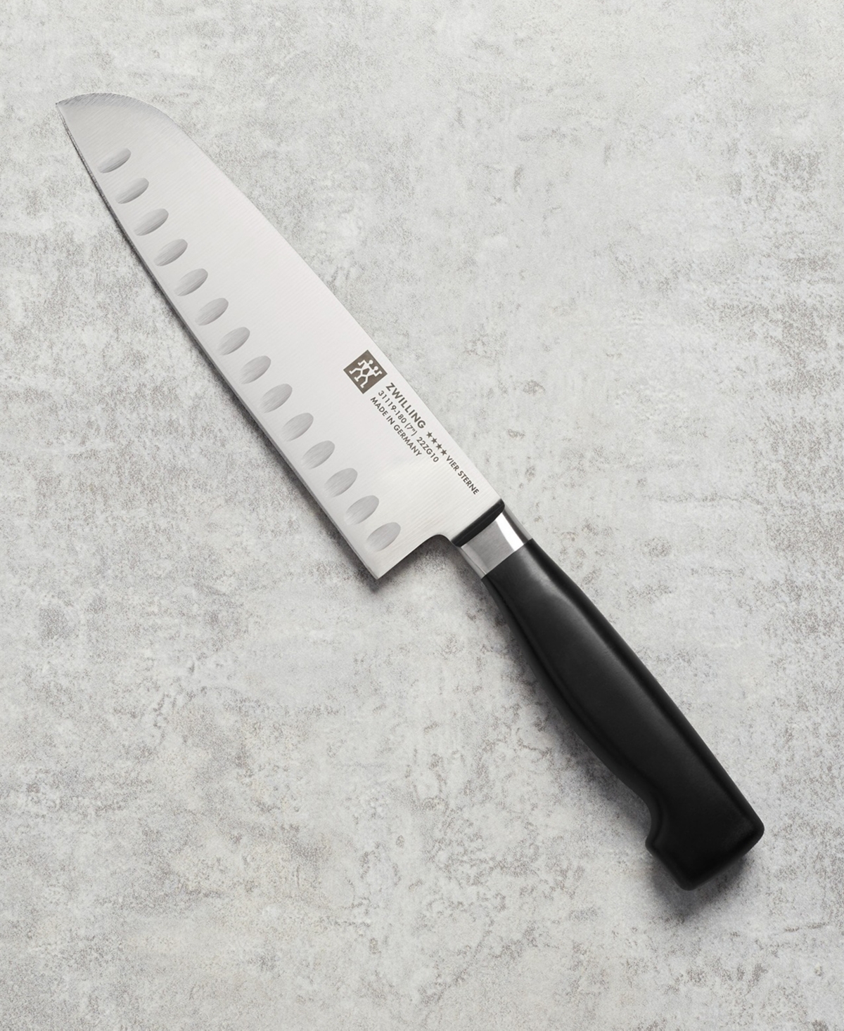 Zwilling Four Star 7-inch Hollow Edge Santoku Knife In Black