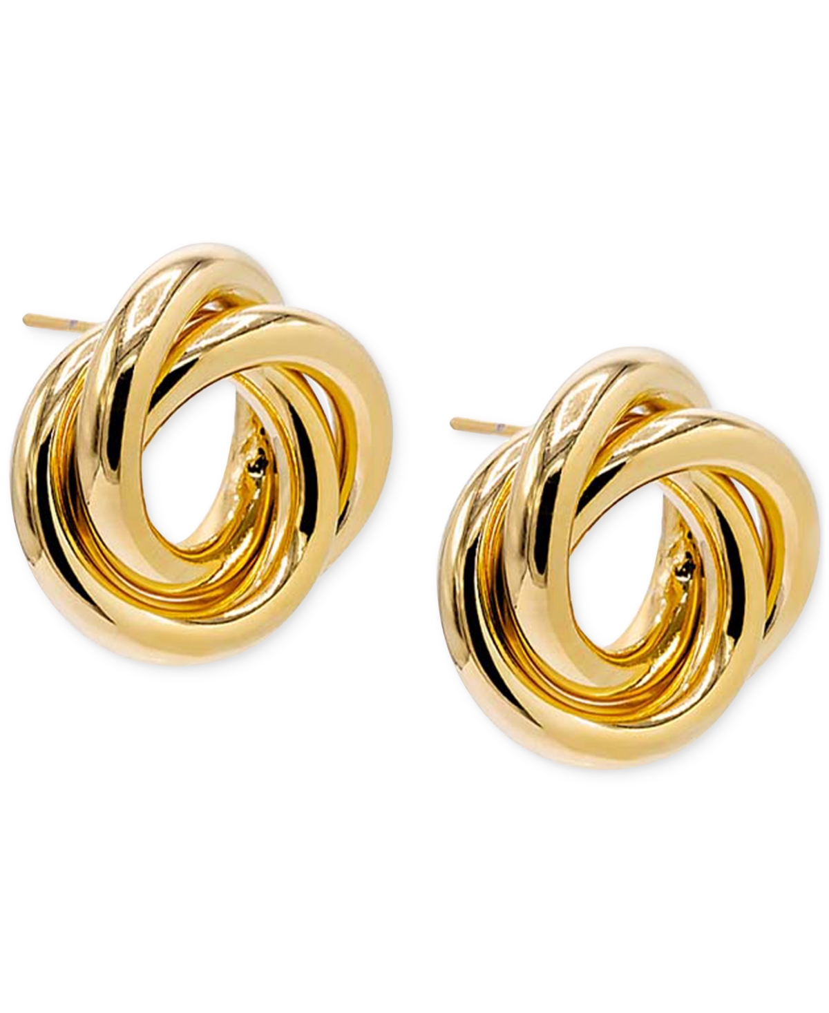 14k Gold-Plated Triple Strand Knot Stud Earrings - Gold